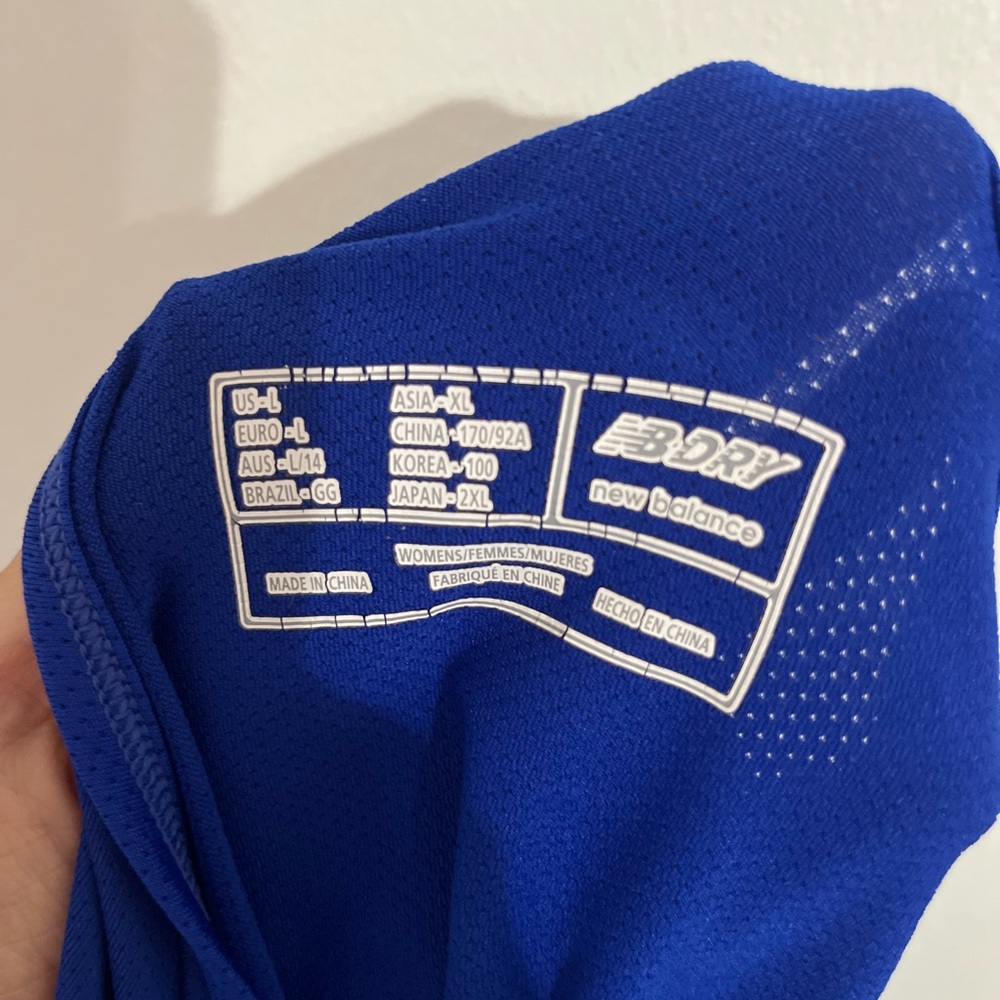 New Balance Blue Reflective Racerback tank Women’s Large - Picture 2 of 4